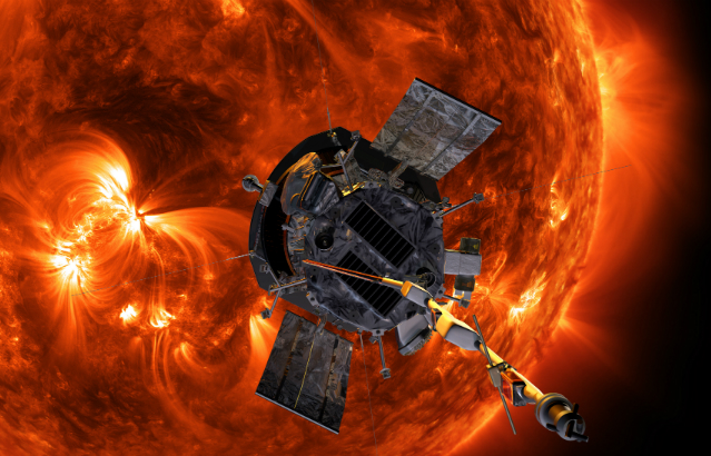 Artist’s concept of the Parker Solar Probe spacecraft approaching the sun. Credit: NASA/Johns Hopkins APL/Steve Gribben